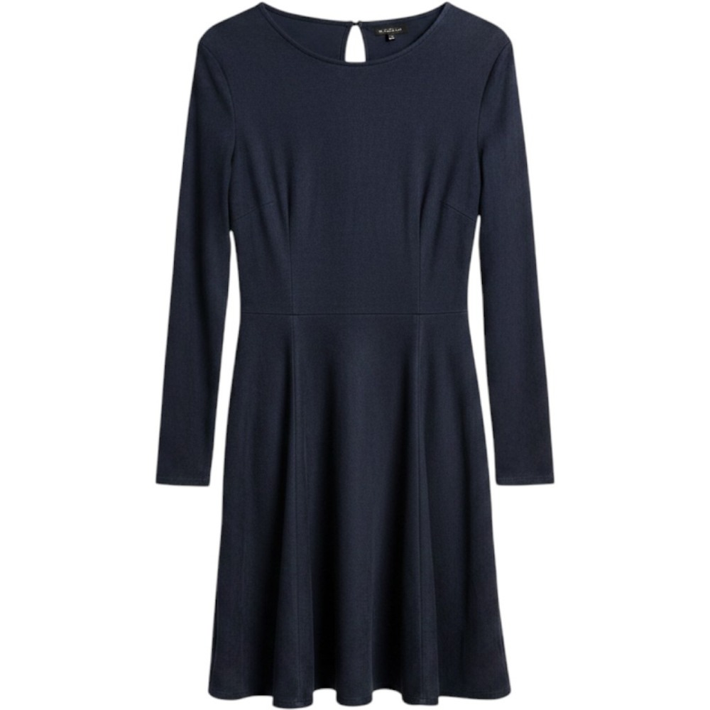 Smash Faux Suede Dress Womens Small Navy Blue Excellent Long Sleeve Empire Waist